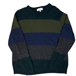 Turnbury Merino Wool Blend Sweater Men's Sz-L Striped Preppy Academia Pullover